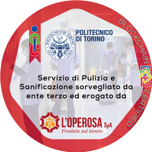 Certificato Pulizia e Sanificazione in ambiente di lavoro rilasciato Politecnico di Torino