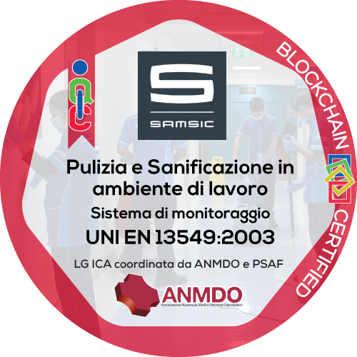 Certificato Pulizia e Sanificazione in ambiente di lavoro rilasciato Samsic Italia S.p.A.