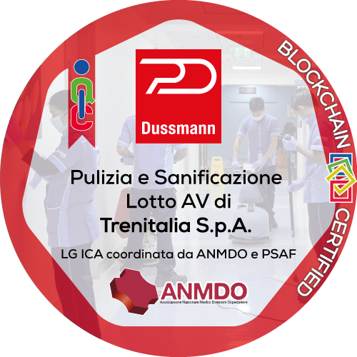 Certificato Pulizia e Sanificazione in ambiente di lavoro rilasciato DUSSMANN Service Italia S.r.l.