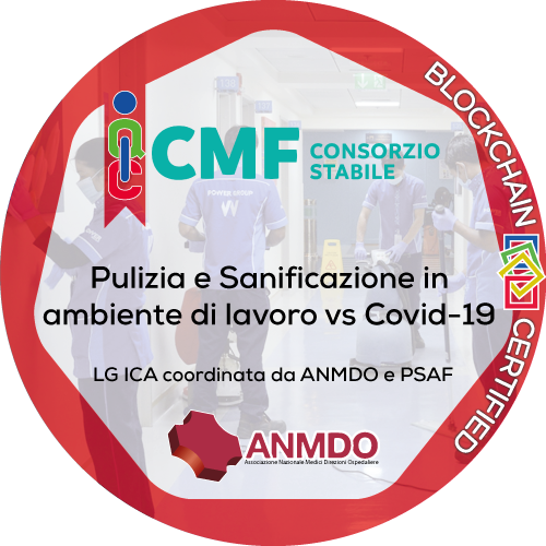 Certificato Pulizia e Sanificazione in ambiente di lavoro rilasciato Consorzio Stabile CMF