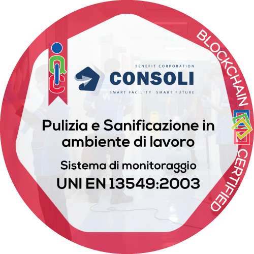 Certificato Pulizia e Sanificazione in ambiente di lavoro rilasciato Consoli S.p.A. Società Benefit
